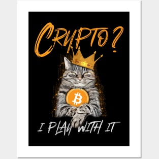 Cat Holding Bitcoin Posters and Art